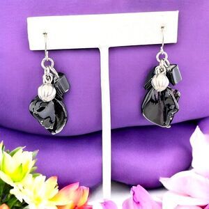 Boutique Earrings Silver Black Shell Nautical Premier Women's Fashion  8C